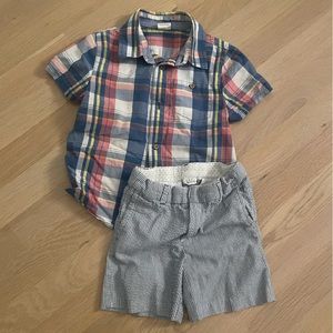 EGG Boys Plaid Shirt and Seersucker Shorts Bundle